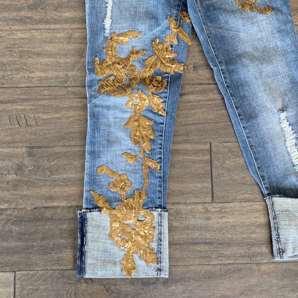 Pilcro and the Letterpress Hyphen Sequin Jeans 25 - Picture 4 of 10